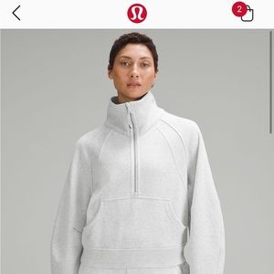 Lululemon scuba oversized funnel-neck half zip- heathered core ultra light gray